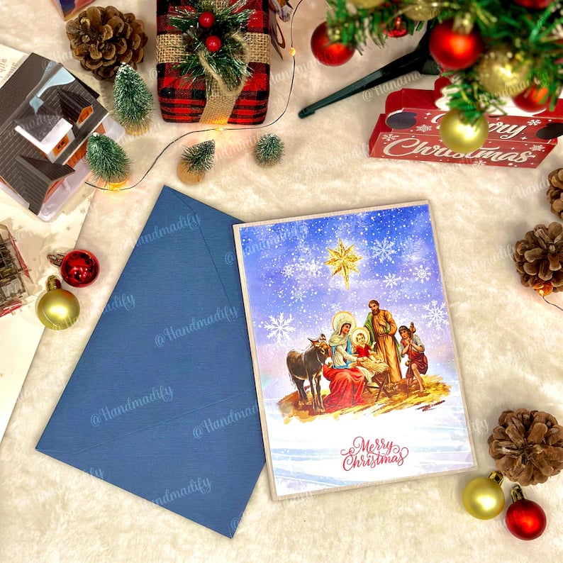🎄Handcrafted 3D Nativity Scene Christmas Scene Greeting Card
