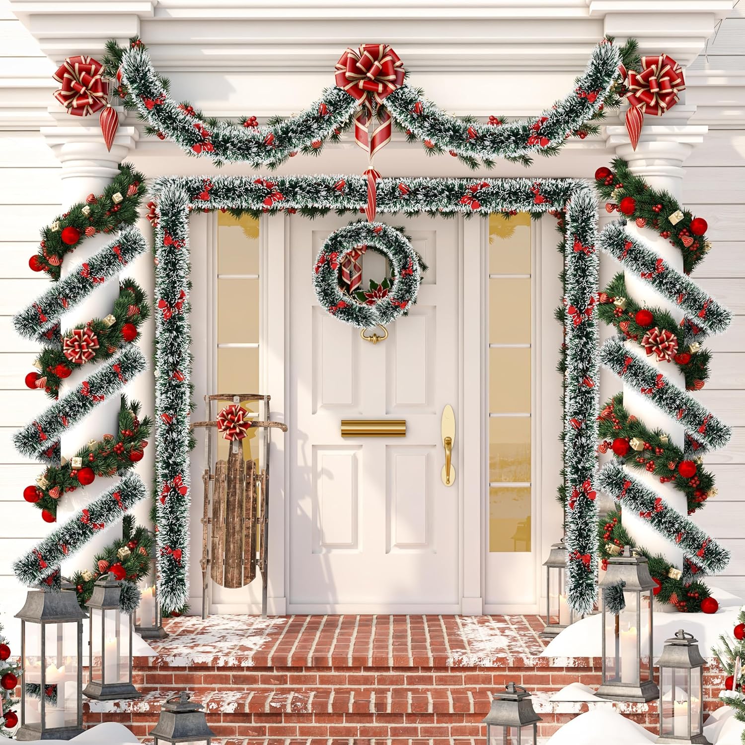 🎅Christmas Tinsel Garland🎄Christmas Decorations for in Indoor Outdoor