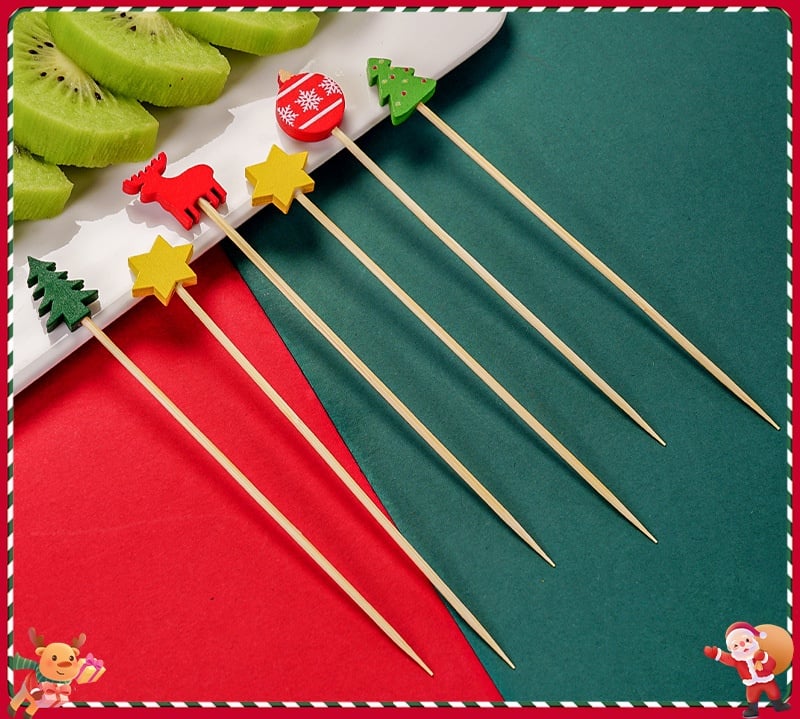 🍸️100 pieces of Christmas cocktail picks toothpick skewer decoration🍓