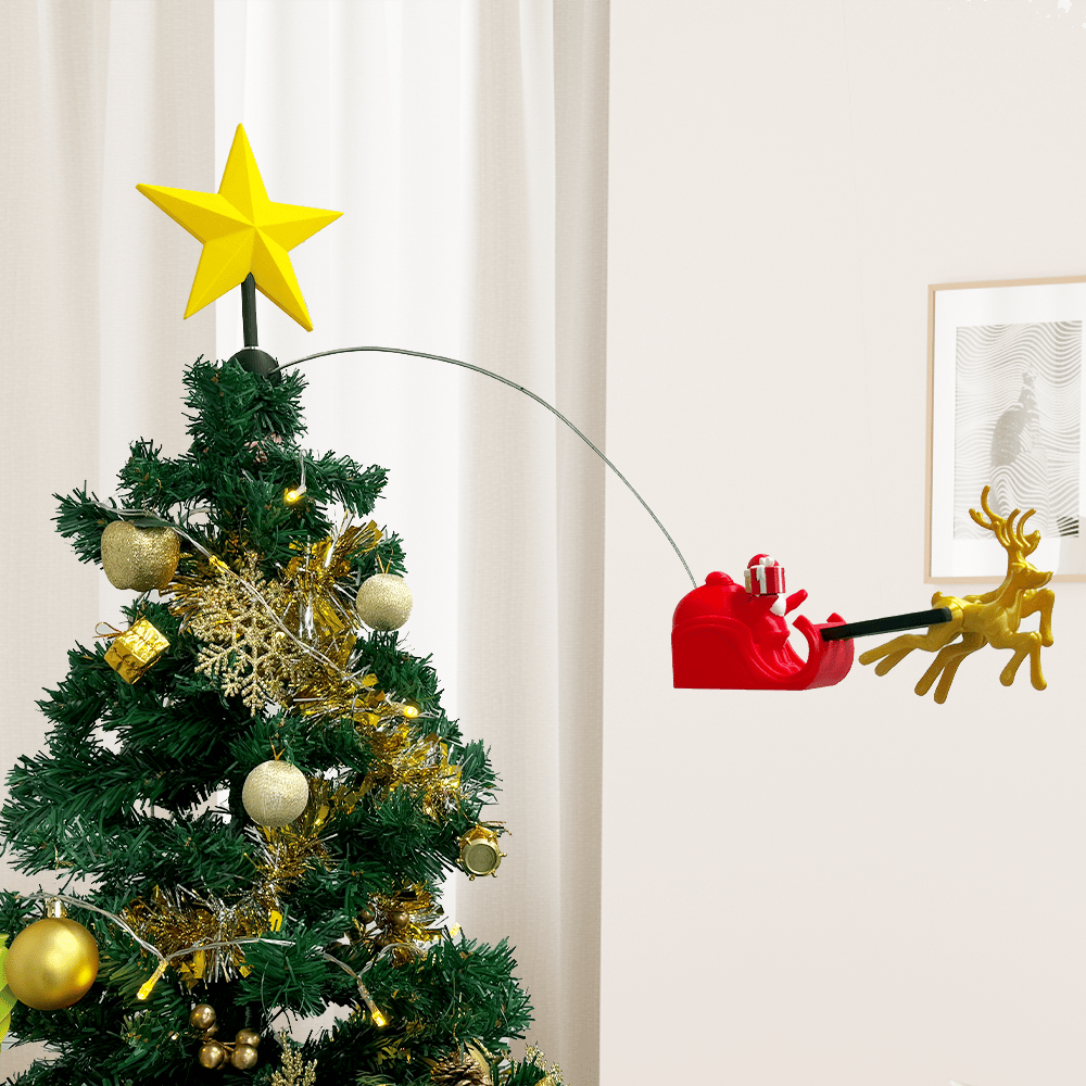 🌟3D Printed Tree Top Star Rotating Christmas Tree Decoration Plug-in