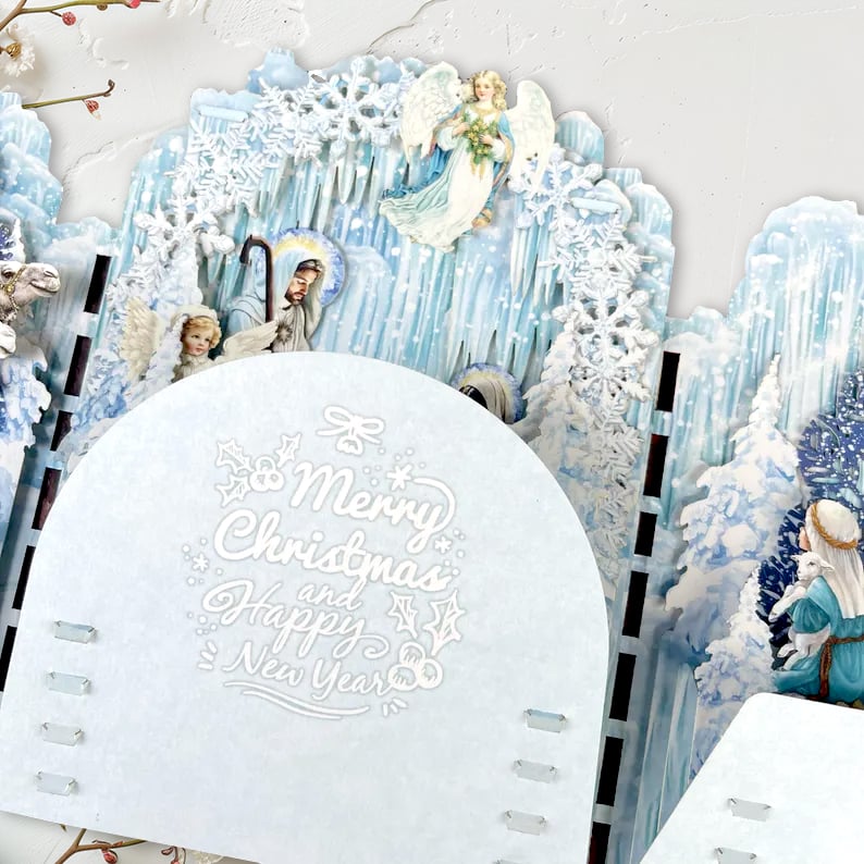 🎄Handcrafted 3D Nativity Scene Christmas Scene Greeting Card