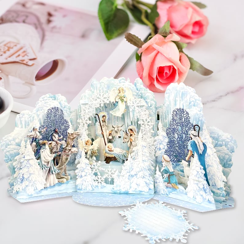 🎄Handcrafted 3D Nativity Scene Christmas Scene Greeting Card